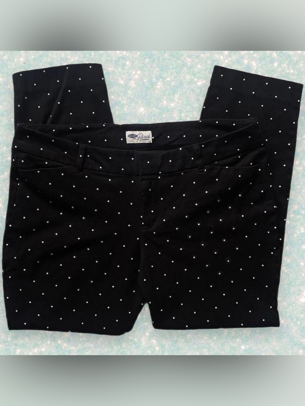 Old Navy Pixie Black Polka Dot Mid-Rise Skinny Ankle Pants 🖤🤍🖤🤍